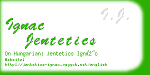 ignac jentetics business card